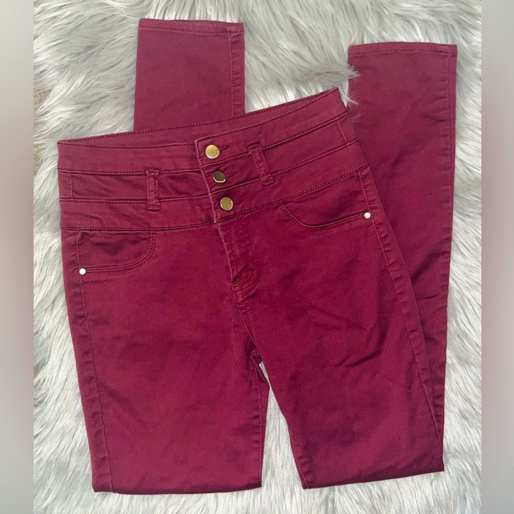 Refuge Maroon High-Rise Pants